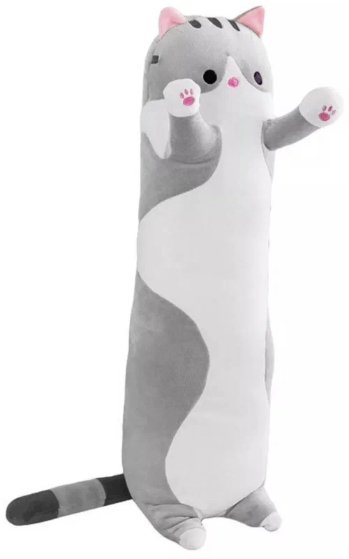 Игрушка-подушка Panawealth Inter Holdings длинный Кот-батон, 90 см, серый