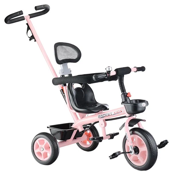 Велосипед детский трёхколесный, с родительской ручкой 188, розовый
